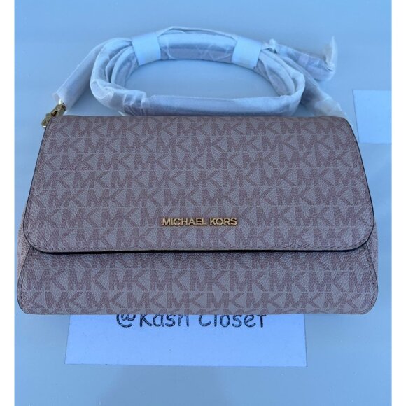 Michael Kors crossbody convertible clutch bag jet set medium purse MK pouchette - Picture 6 of 9